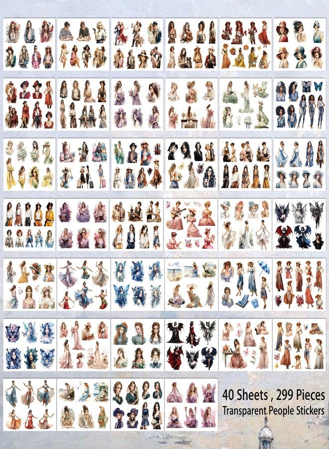 Bomichi People Sticker Book 40 Sheets 299 Count Diverse Character Aesthetic Vinyl Decals Adult Girl Teen Journal Scrapbook Bullet Planner Collage Art Letter Card Making DIY Water Bottle Decor - Image 4