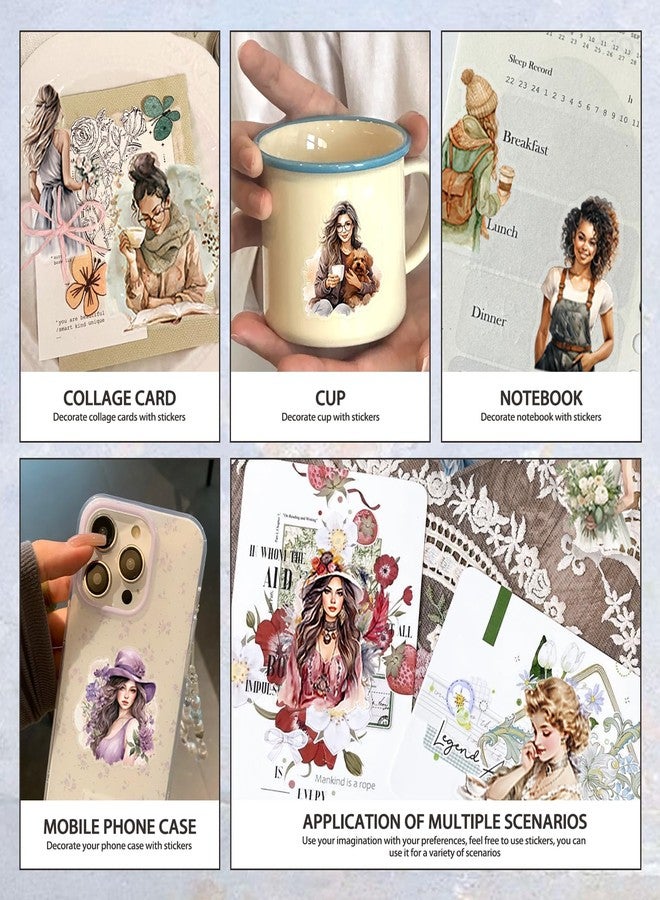 Bomichi People Sticker Book 40 Sheets 299 Count Diverse Character Aesthetic Vinyl Decals Adult Girl Teen Journal Scrapbook Bullet Planner Collage Art Letter Card Making DIY Water Bottle Decor - Image 5