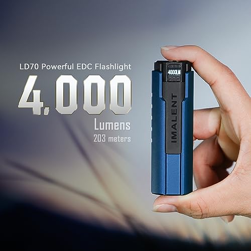 IMALENT LD70 Pocket EDC Flashlight, 4000 Lumens Compact Bright Powerful Flashlights with CREE XHP70.2 LED, Rechargeable Handheld Torch for Camping and Hiking (Royal Blue) - Image 3