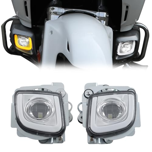 LUXEMOTO LED Fog Light Turn Signal for Goldwing GL1800, Dual Colors Rectangular Headlight w/DRL Turn Signal Fog Light for Honda Gold Wing GL1800 2012-2017, F6B 2013-2017, Valkyrie 1800 2014-2015 Accessories - Image 1