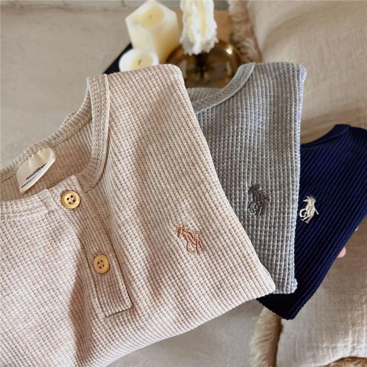 Men'S And Women'S Children'S Wear T-Shirt Baby'S Foreign-Style Children'S Personality Tide Ins Waffle Embroidery Internet Red Base Shirt - Image 4