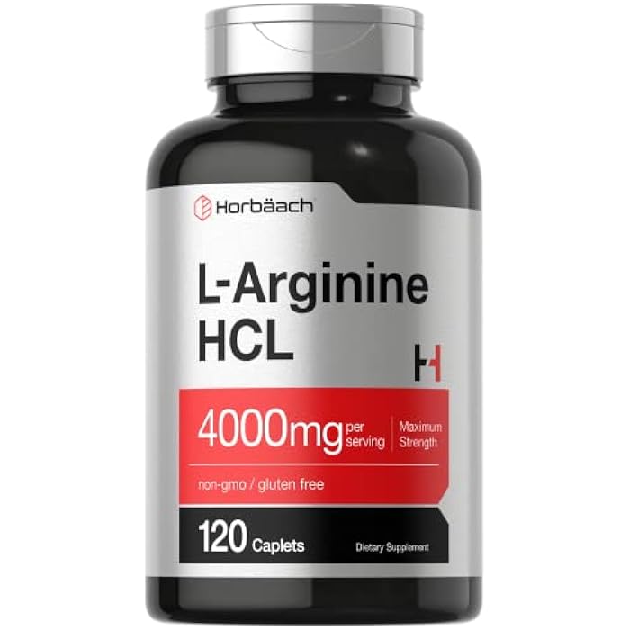 Horbäach L-Arginine 4000mg| 120 Caplets | for Men and Women | Maximum Strength Nitric Oxide Precursor | Vegetarian, Non-GMO, Gluten Free Supplement - Image 1