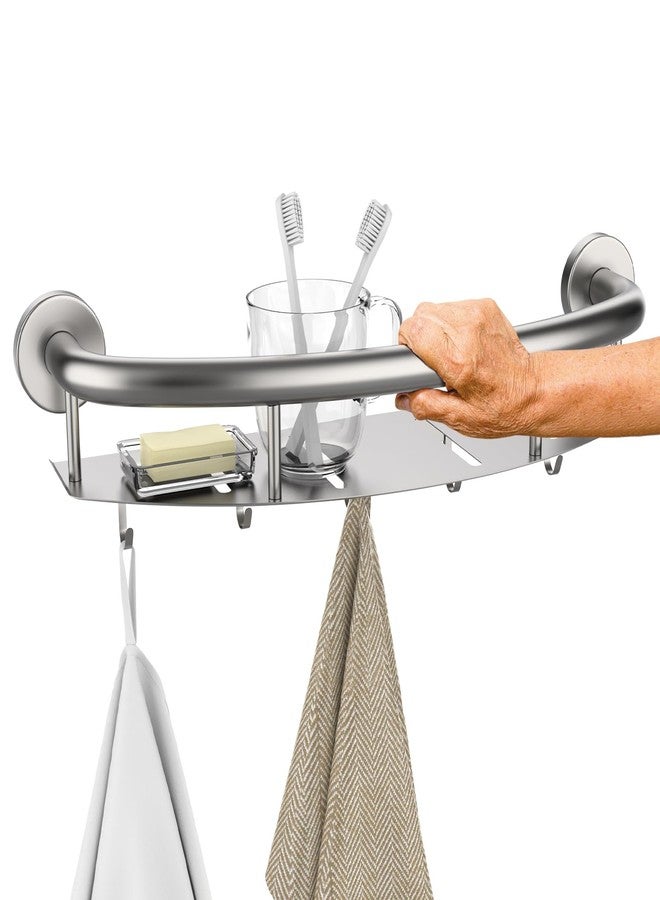 Munzong 18 Inch Shower Grab Bar w/Storage Shelf, Stainless Steel 2 in 1 Bathroom Grab Bar, Wall Mount Balance Bar, Safety Hand Rail Support Handicap Elderly Injury Senior Assist Bath Handle - Image 1