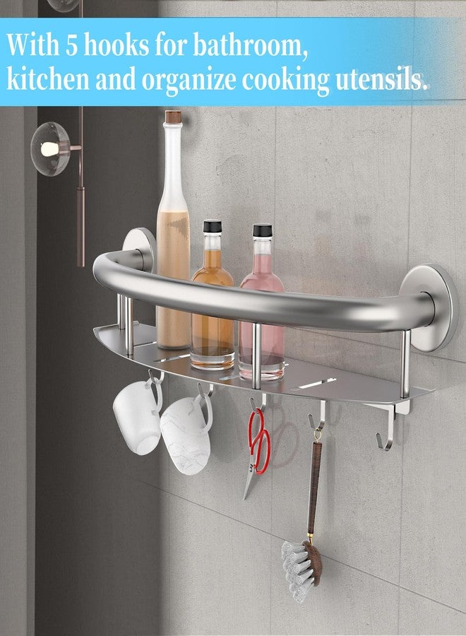Munzong 18 Inch Shower Grab Bar w/Storage Shelf, Stainless Steel 2 in 1 Bathroom Grab Bar, Wall Mount Balance Bar, Safety Hand Rail Support Handicap Elderly Injury Senior Assist Bath Handle - Image 5
