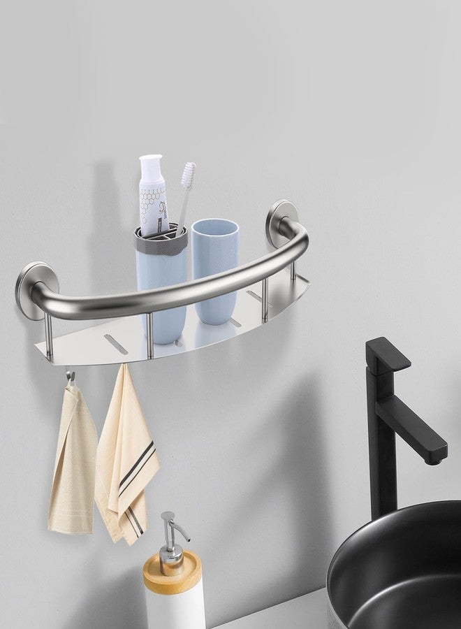 Munzong 18 Inch Shower Grab Bar w/Storage Shelf, Stainless Steel 2 in 1 Bathroom Grab Bar, Wall Mount Balance Bar, Safety Hand Rail Support Handicap Elderly Injury Senior Assist Bath Handle - Image 3