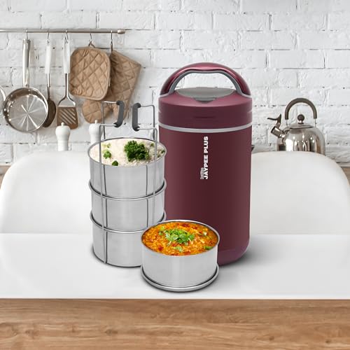 Jaypee Plus Hottline Electric Lunch Box with 4 Stainless Steel Container 320x4 ml Office Lunch Box for Men & Women Spillproof Leakproof Tiffin Box Perfect for Hot Food Reheat Food in 30 Minute,Maroon - Image 5