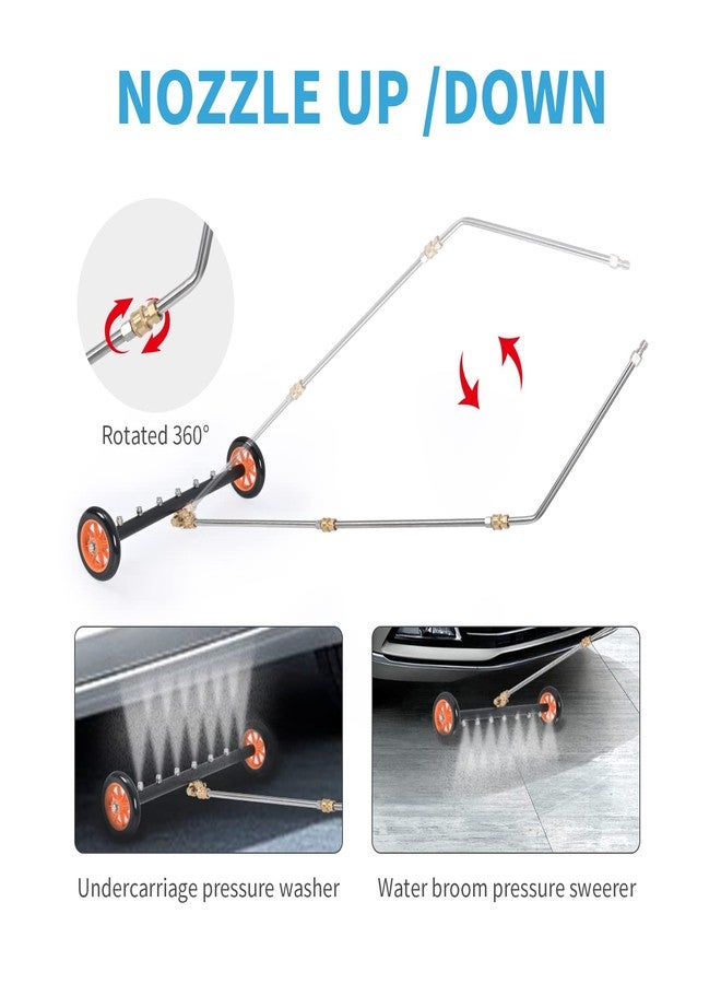 lifancy Upgrade 24 Inch Undercarriage Pressure Washer Attachment,2 in 1 Pressure Washer Undercarriage Cleaner with 7 Nozzles 3 Extension Rods,4000 PSI - Image 4