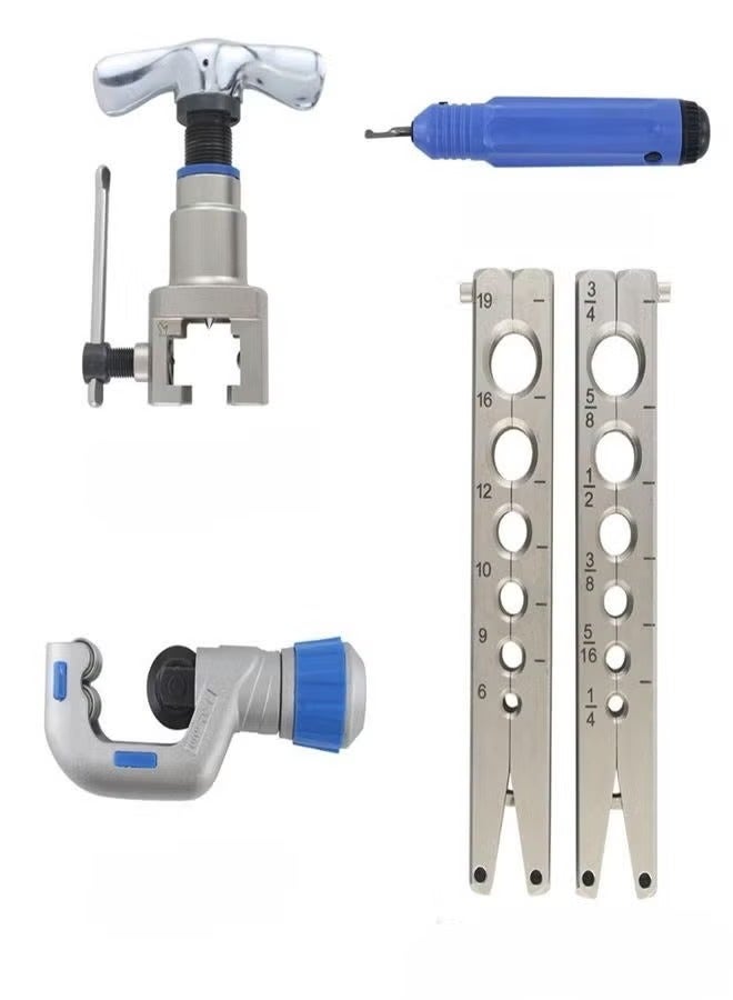 45° Eccentric Tube Flaring Tool Kit 1/4”-3/4” for Copper Pipes | HVAC Single Flare Expander with Pipe Cutter & Reamer - Image 3