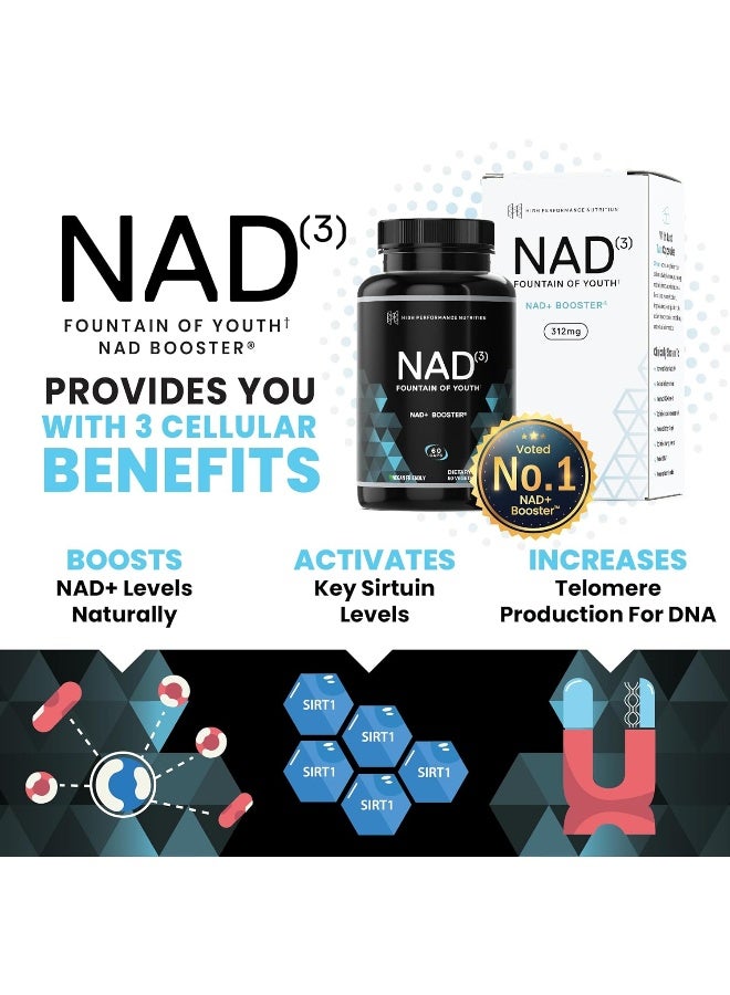 HPN معزز NAD+ (NAD3) مضاد للشيخوخة معزز خلايا مكمل NAD الحقيقي مجدد خلايا 60 كبسولة نباتية - Image 3