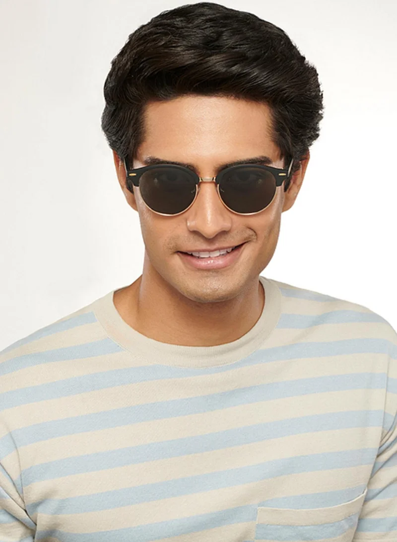 Vincent Chase  Vincent Chase By Lenskart | Matte Black Gold Grey Full Rim Square Branded Latest and Stylish Sunglasses | Polarized and 100% UV Protected | Men & Women | Medium | VC S14482  | Best Price UAE