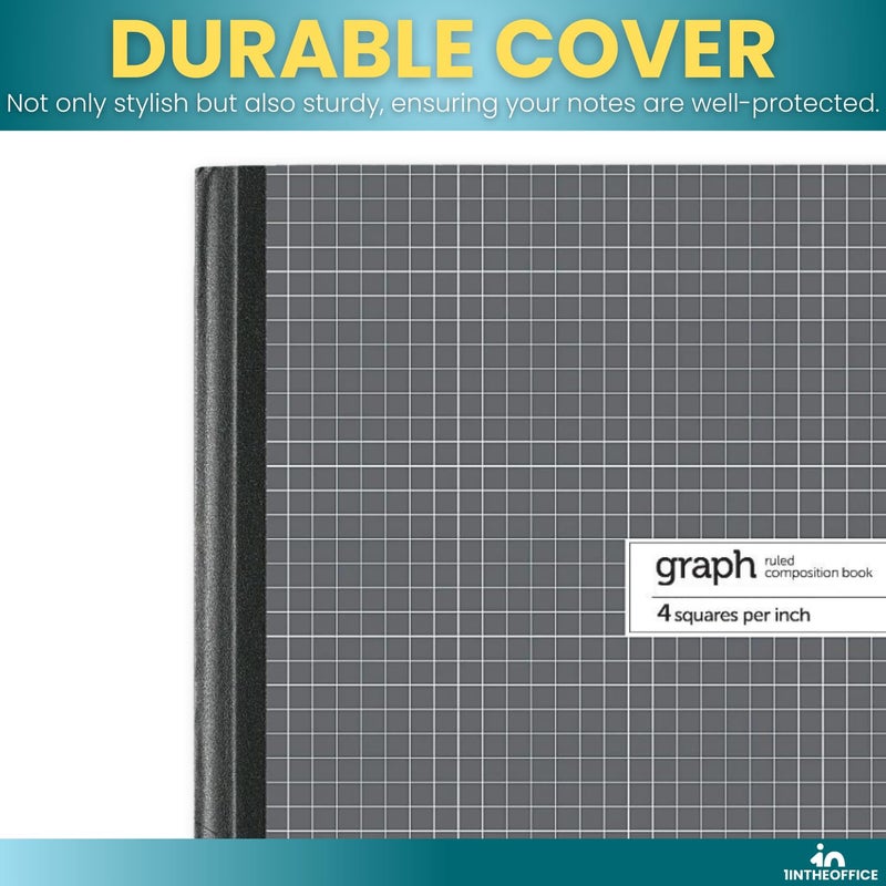 1InTheOffice Composition Notebooks, Graph Ruled Paper, Grid Notebook, Graph Notebook, 9.75" x 7.5, 100 Sheets (6 Pack) - Image 4
