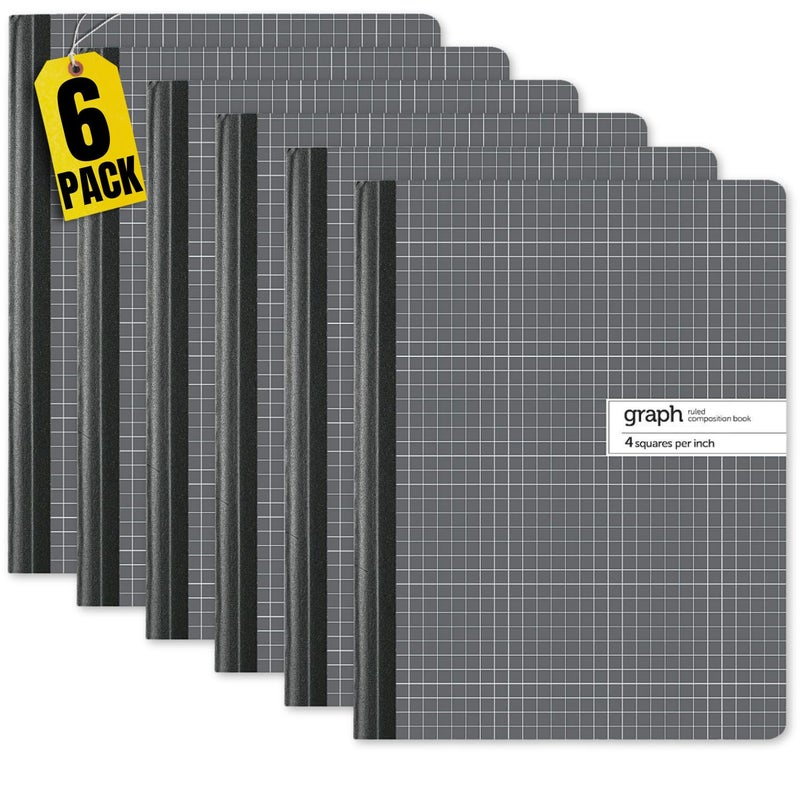 1InTheOffice Composition Notebooks, Graph Ruled Paper, Grid Notebook, Graph Notebook, 9.75" x 7.5, 100 Sheets (6 Pack) - Image 1