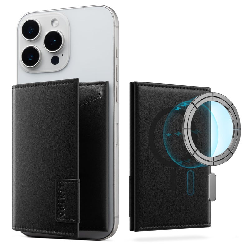 VULKIT محفظة فالكيت المغناطيسية، حاملة بطاقات جلد نابا الفاخرة مع حماية RFID للهواتف الذكية - Image 2