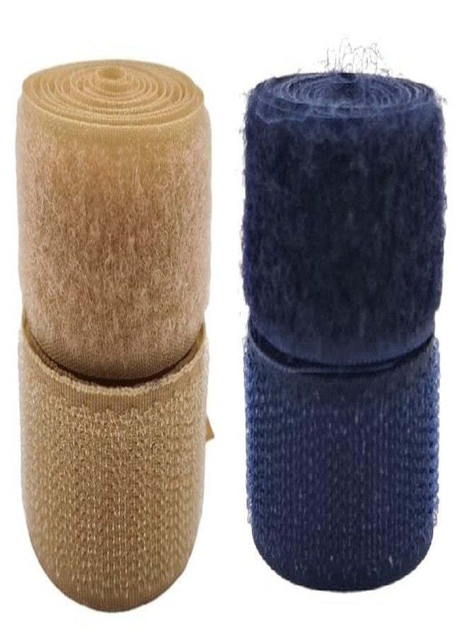 REENA Hook & Loop fastner Tape Roll 1 inch (25 mm) Width and 1 Meter Length Combo (Haberdashery) (Beige & Blue 1 Meter) - Image 1