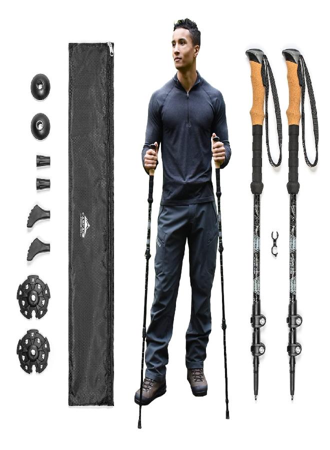 Cascade Mountain Tech Trekking Poles - Aluminum Hiking Walking Sticks With Adjustable Locks Expandable To 54" (Set Of 2) - Image 1