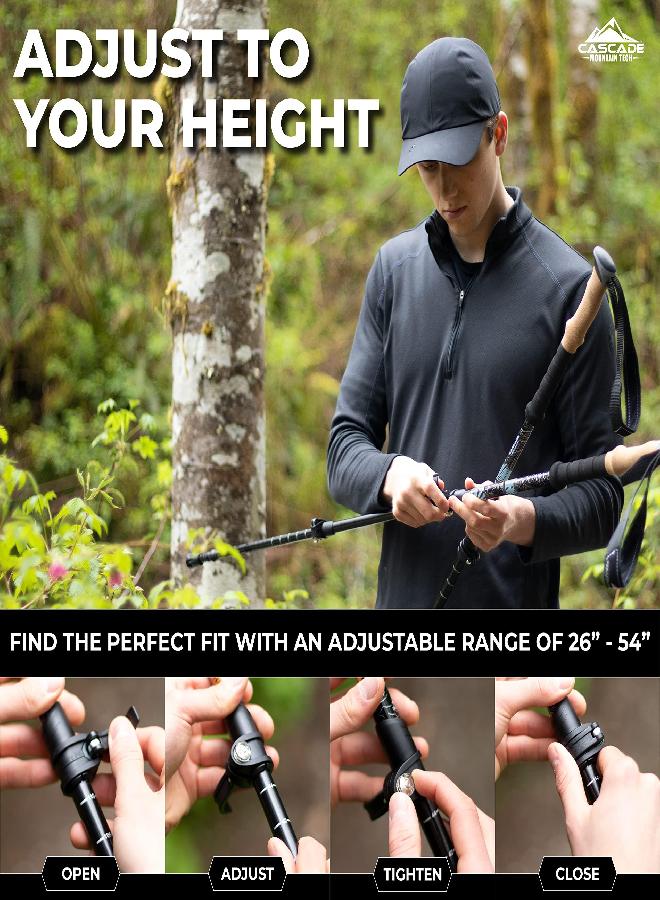 Cascade Mountain Tech Trekking Poles - Aluminum Hiking Walking Sticks With Adjustable Locks Expandable To 54" (Set Of 2) - Image 3