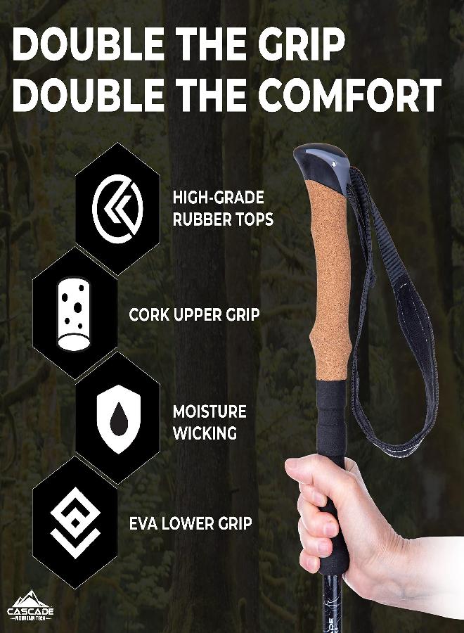 Cascade Mountain Tech Trekking Poles - Aluminum Hiking Walking Sticks With Adjustable Locks Expandable To 54" (Set Of 2) - Image 4