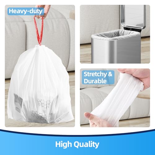 KUK 13 Gallon Tall Kitchen Drawstring Trash Bags, Unscented, White, 120 Count, Tear-Free Individual Garbage Bags, Tear-Resistant, Leak Proof, Garbage Bag for Kitchen, Home Office 2 - Image 3