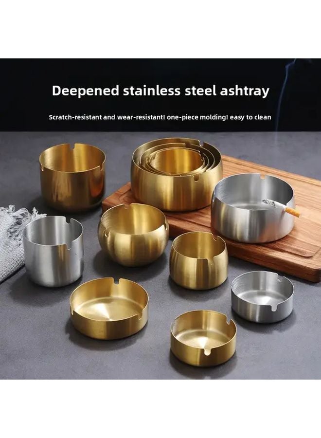 Silvery Stainless Steel Ashtray For Home Bar Restaurant Modern Smoking Accessory - Image 2