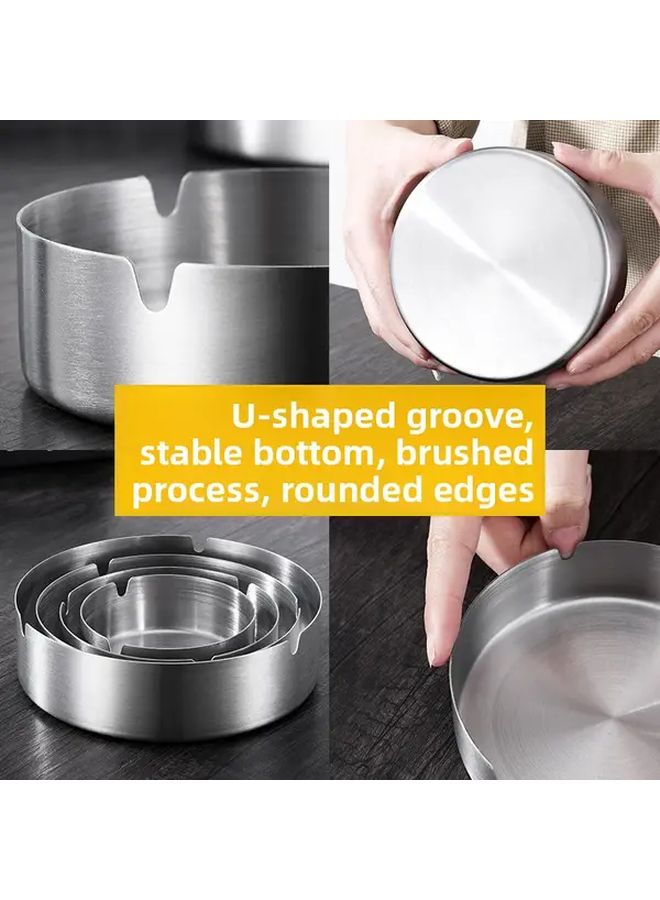 Silvery Stainless Steel Ashtray For Home Bar Restaurant Modern Smoking Accessory - Image 3