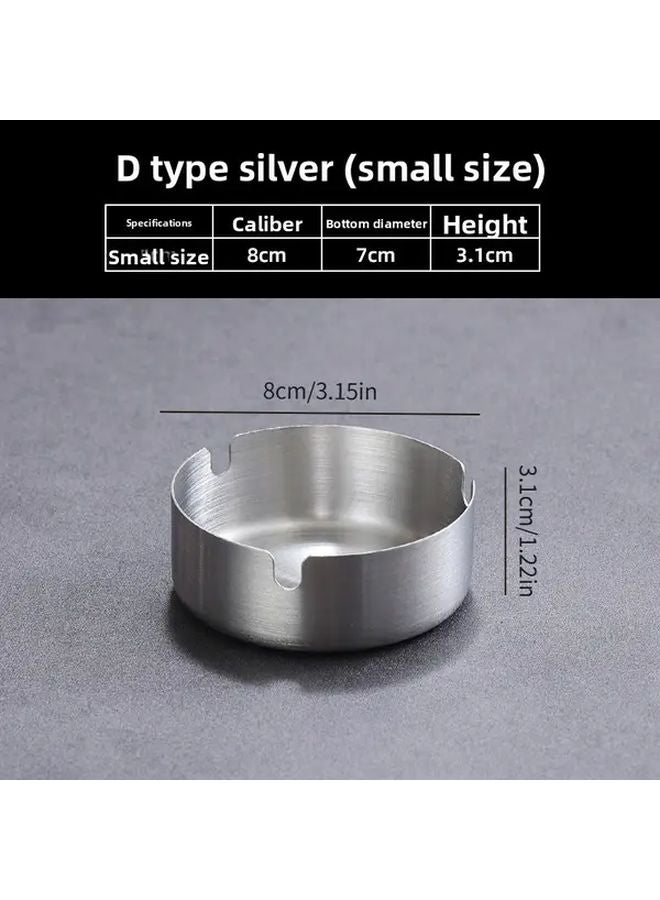 Silvery Stainless Steel Ashtray For Home Bar Restaurant Modern Smoking Accessory - Image 1