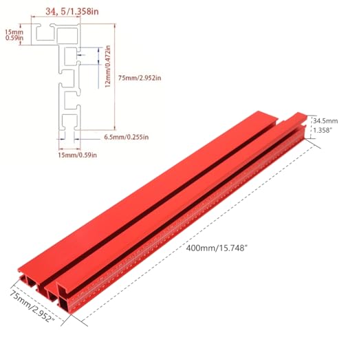 JCFANTS 75 TTrack Table Fence System for Woodworking Accessories Miter Saw Fence with Laser Measure Fits Portable Table Saws Band Saws and Cabinet Saws Fence Only - Image 3