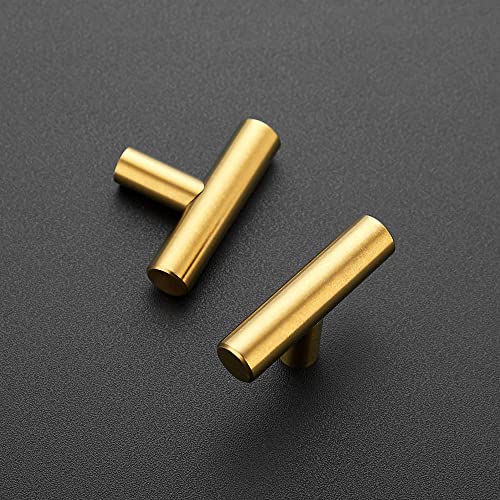 Ravinte 20 Pack Gold T Bar Cabinet Knobs 2 Inch Dresser Knobs Brushed Brass Single Hole Drawer Knobs Cabinet Handles - Image 3