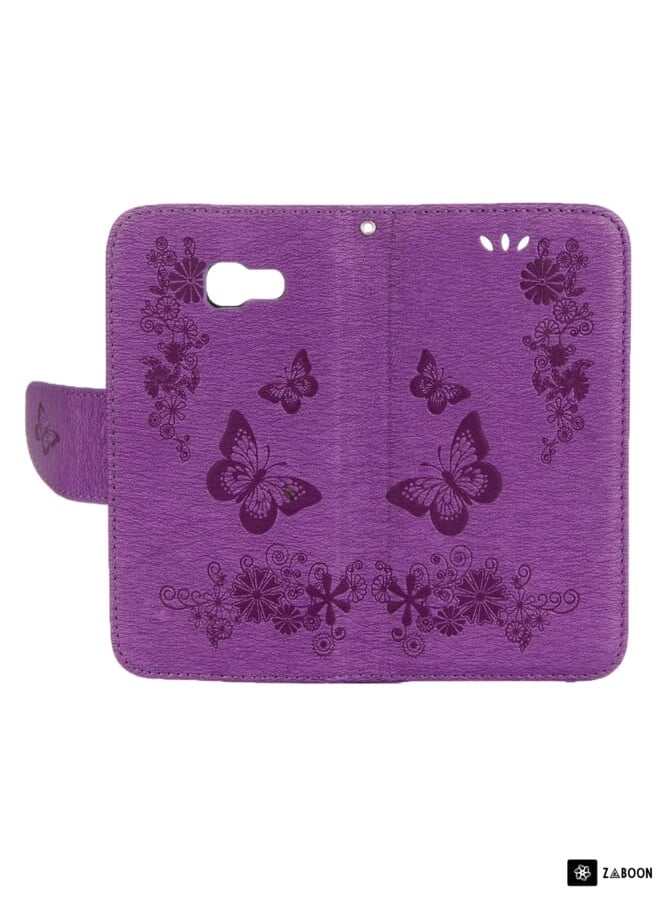 Green Tiger - For Galaxy A3 (2017) / A320 Butterflies Embossing Horizontal Flip Leather Case with Holder & Card Slots & Wallet & Lanyard (Purple) - Image 1