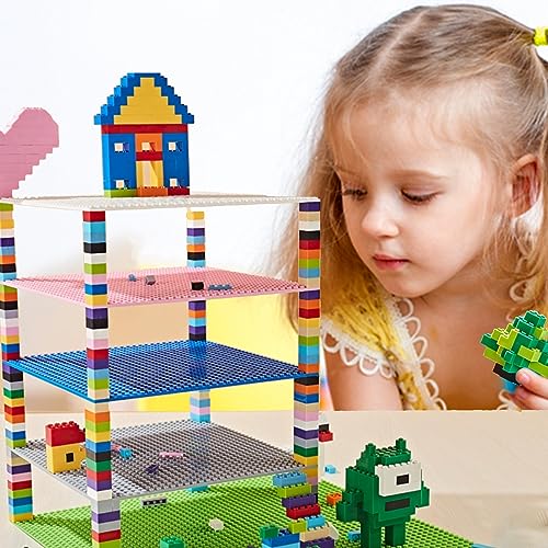 HUIZDQ 1000 قطعة لبناء الكتل، ألواح أساسية قابلة للتكديس الكلاسيكية، 3 6.3" × 6.3" أزرق، رمادي وأخضر، متوافقة مع جميع العلامات التجارية الرئيسية - Image 5