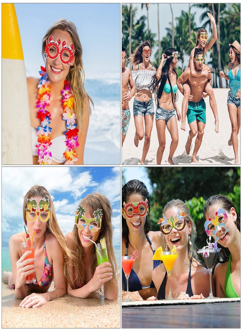 Party Paper Glasses, 12Pcs Hawaiian Funny Glasses, Fancy Party Eyeglasses Novelty Carnival Masquerade Masks Photo Booth Props Frame Fiesta Glasses Dress Costume Decoration for Kids Adults Summer  - Image 4