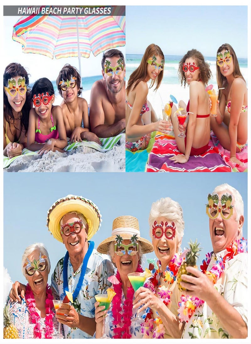 Party Paper Glasses, 12Pcs Hawaiian Funny Glasses, Fancy Party Eyeglasses Novelty Carnival Masquerade Masks Photo Booth Props Frame Fiesta Glasses Dress Costume Decoration for Kids Adults Summer  - Image 5