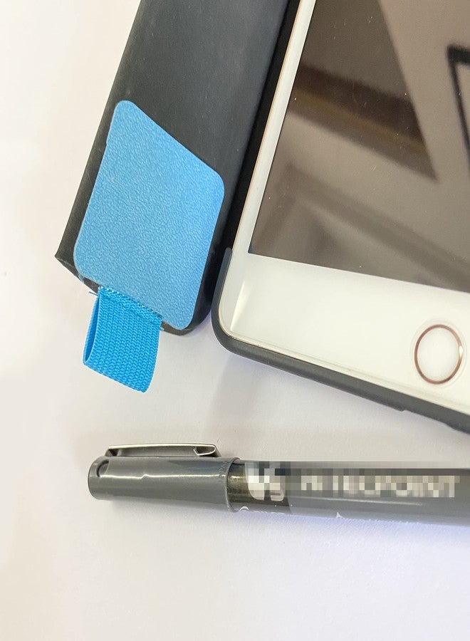 Cafurty 6 Pcs Pen Holder, Self Adhesive PU Leather Durable Pen Loop Pencil Holder with Elastic Compatible with Pens, Apple iPad, Tablet, Notebook, Journal, Calendar and More - 6PCS Blue - Image 3