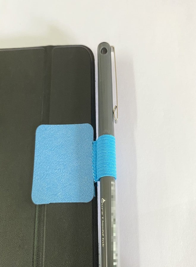 Cafurty 6 Pcs Pen Holder, Self Adhesive PU Leather Durable Pen Loop Pencil Holder with Elastic Compatible with Pens, Apple iPad, Tablet, Notebook, Journal, Calendar and More - 6PCS Blue - Image 4