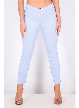 Women Slim Fit Non Stretch Pants, Light Blue