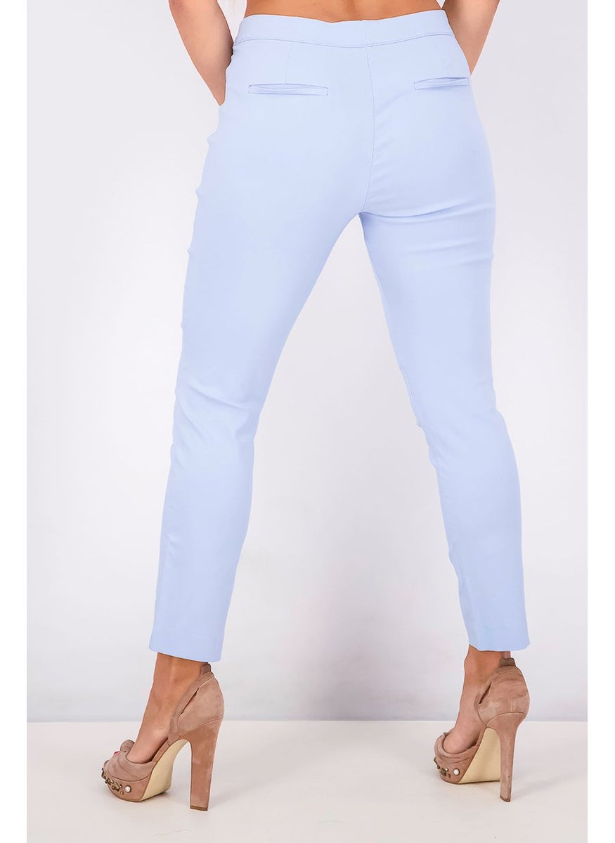 Tchibo Women Slim Fit Non Stretch Pants, Light Blue  - Image 4