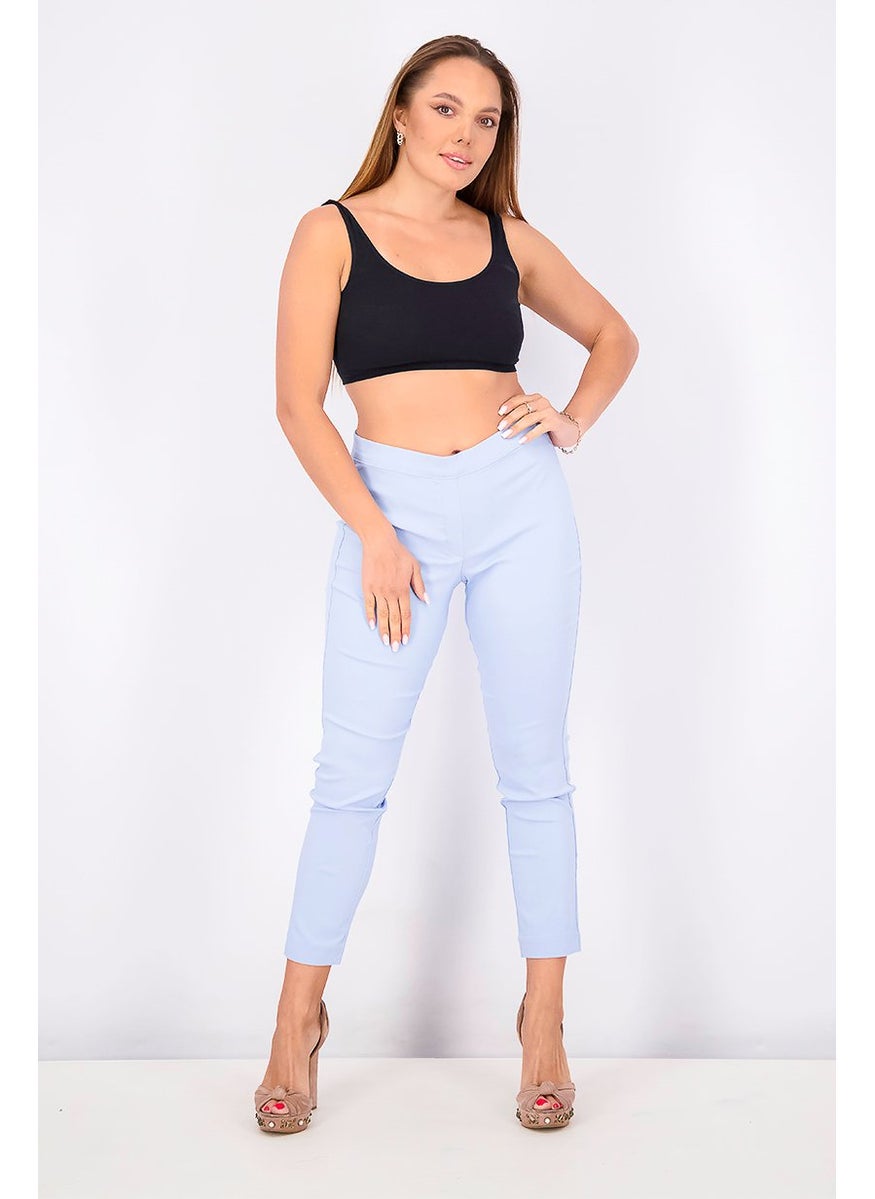 Tchibo Women Slim Fit Non Stretch Pants, Light Blue  - Image 2
