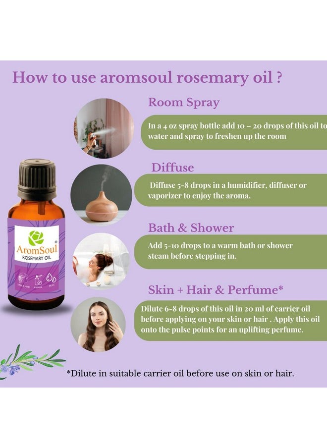 Aromsoul - Premium Rosemary Essential Oil 30 Ml 100% Natural & Pure | Therapeutic & Aromatherapy Grade | - Image 1