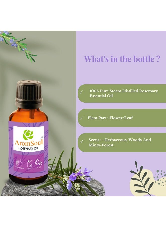 Aromsoul - Premium Rosemary Essential Oil 30 Ml 100% Natural & Pure | Therapeutic & Aromatherapy Grade | - Image 1