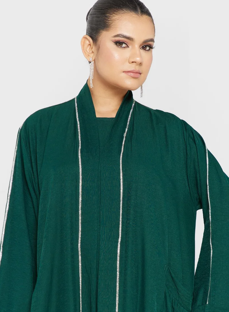 hayas closet Embellished Wide Sleeve Abaya