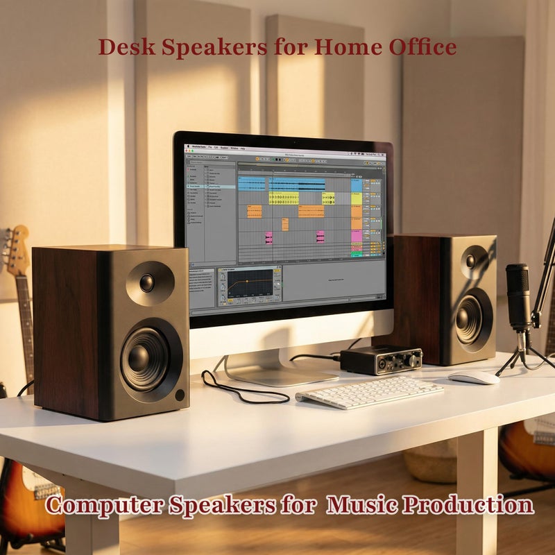 NSY Audio Computer Speakers for Desktop PC, 4 inches 80 Watts Computer Speaker with Bass, HiFi Audio for Gaming, Monitors, Laptop, TV, Gaming & Record Player, Gifts, Walnut Pair - Image 4