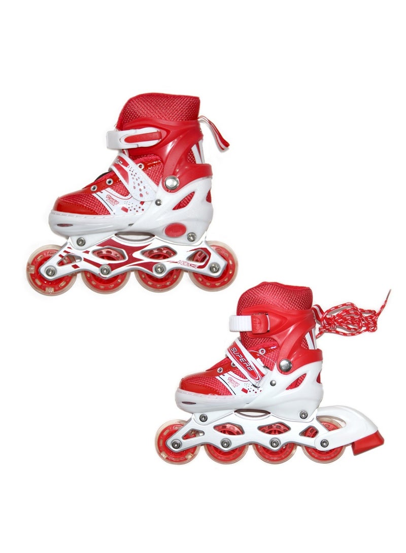 إسكدنيا حذاء تزلج بعجلات بصف واحد بعجلات وامضة بمصابيح LED, مقاس (35-38)  - احمر - Image 2