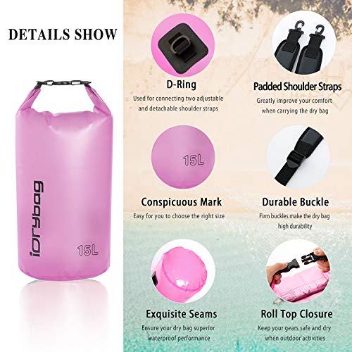IDRYBAG Clear Dry Bag Waterproof 2L/5L/10L/15L/20L, Small Dry Sack Waterproof Bag for Kayaking - Image 2