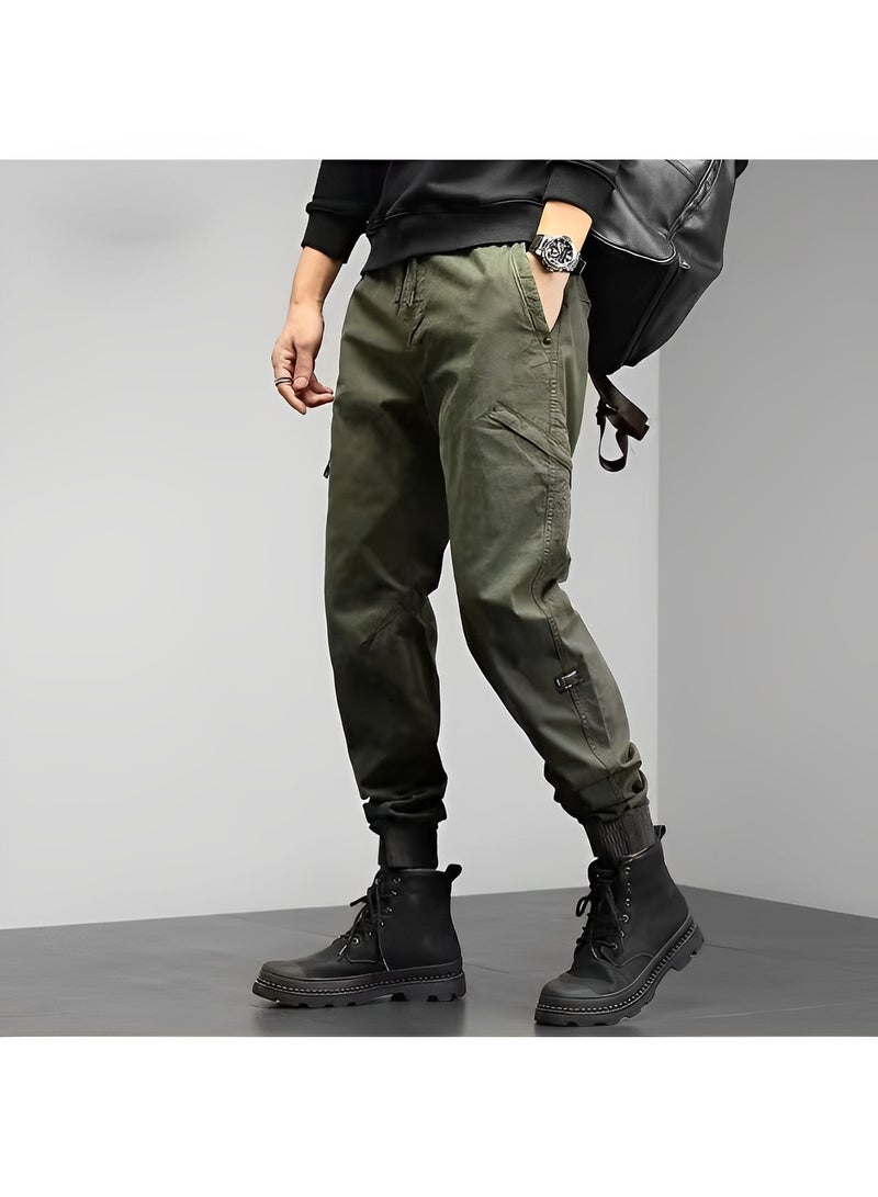 REOCLE Mens Casual Pants Multi-Pockets Cargo Pants Jogger Multi Pockets Outdoor Hiking Work Sweatpants Gym Drawstring Long Pants  - Image 2