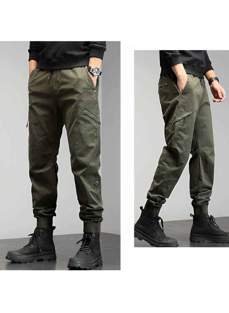 REOCLE Mens Casual Pants Multi-Pockets Cargo Pants Jogger Multi Pockets Outdoor Hiking Work Sweatpants Gym Drawstring Long Pants  - Image 3