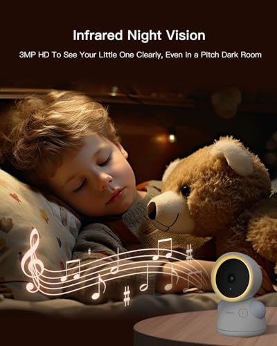 ARENTI Baby Monitor, 2K/3MP WiFi 6 Camera and Audio, 5-inch Wireless Screen, Smartphone App, Super Night Vision, Crying Detection, Auto Tracking, Temp&Humidity Sensor, Cloud&SD Card Storage (D3 Kit) - Image 2