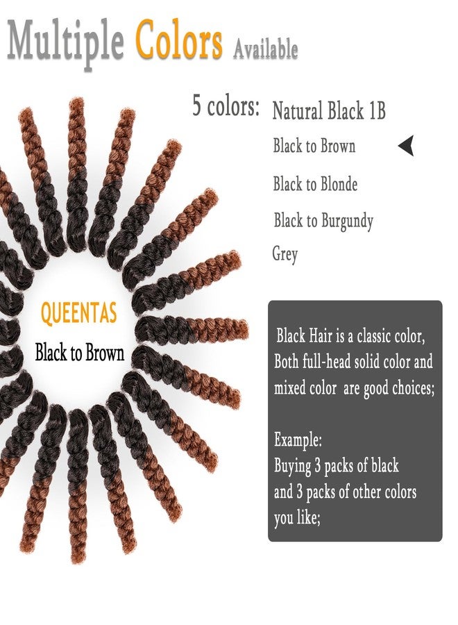 QUEENTAS 3 Packs 20 inch Short Crochet Hair for Black Women Synthetic Jamaican Bounce Curly Crochet Hair Extensions Twist Prelooped Braids Kima Jerry Wand Spiral Curl 12mm(#1B/30 Black to Brown) - Image 3