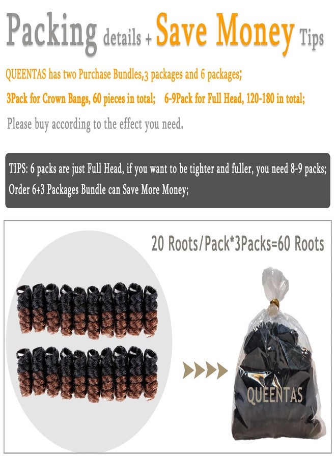 QUEENTAS 3 Packs 20 inch Short Crochet Hair for Black Women Synthetic Jamaican Bounce Curly Crochet Hair Extensions Twist Prelooped Braids Kima Jerry Wand Spiral Curl 12mm(#1B/30 Black to Brown) - Image 5