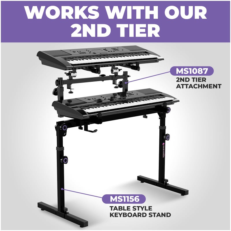 Liquid Stands Table Style Foldable Piano Keyboard Stand 54-88 Key â€“ Heavy-Duty Music Piano Stand, Adjustable Height & Width, Headphone Hanger â€“ Fits 2nd Tier, Tabletop â€“ Electric, Digital, Portable - Image 4