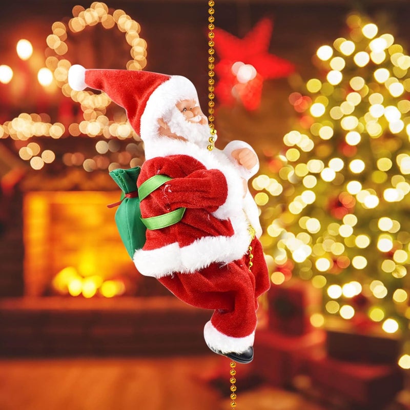 klarako Electric Santa Claus Climbing Ladder, Santa Climbing Ladder to Christmas Tree, Funny Climbing Santa Music Figurine, Christmas New Year Gifts for Kids, Christmas Tree Decorations - Image 2