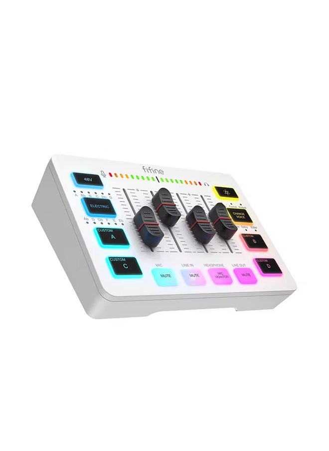 FIFINE Gaming Audio Mixer,Streaming 4-Channel RGB Mixer with XLR Microphone Interface,for Game Voice,Podcast,AmpliGame SC3 